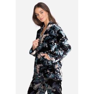 Johnny Was + NM  "Shadow" Silk Rayon Blend Velvet Quilted Jacket Pockets MED P…